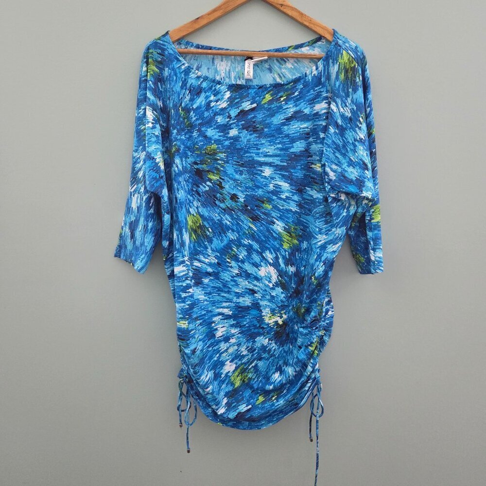 SIMPLE SOLE BY SIMPLE SWIM BLUE ABSTRACT BEACH COVERUP DRESS SIZE MEDIUM/LARGE